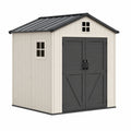 Abri de jardin 185 x 152 x 226 cm en résine beige anthracite - rangement extérieur à double porte