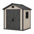 Abri de jardin 180 x 120 x 205 cm en résine beige et noir avec double porte