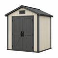 Abri de jardin 180 x 120 x 200 cm en résine beige et anthracite avec double porte ventilée