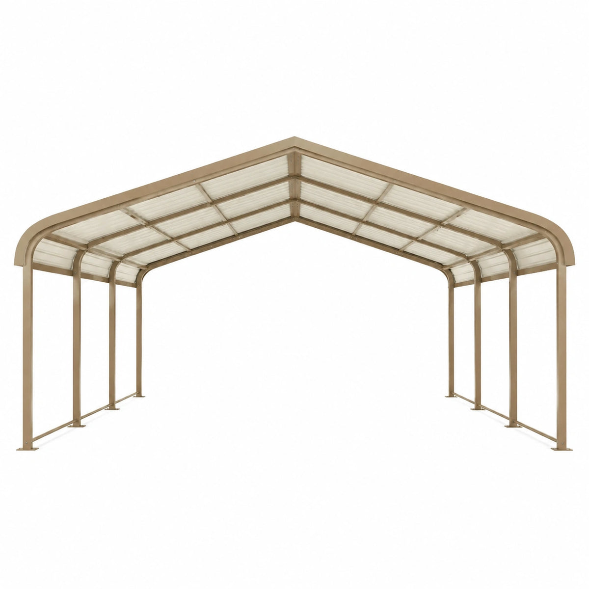 Abri voiture 500 x 300 x 270 cm acier beige toit polycarbonate protection extérieure