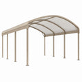 Abri voiture 500 x 300 x 230 cm en aluminium beige avec toit translucide incurvé pour extérieur
