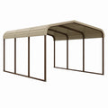 Abri voiture 500 x 300 x 240 cm acier brun beige toiture arquée extérieur