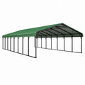 Carport 600 x 300 x 270 cm en acier noir et vert avec toiture nervurée abri pour véhicule