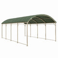Abri voiture 500 x 300 x 250 cm en acier vert avec toit cintré pour extérieur