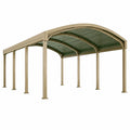 Carport 500 x 300 x 250 cm en acier beige et vert toit arqué pour extérieur