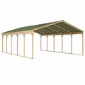 Abri voiture 600 x 500 x 270 cm en acier beige avec toit vert