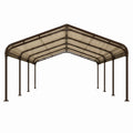 Abri voiture 600 x 600 x 270 cm acier marron toit en polycarbonate à double pente