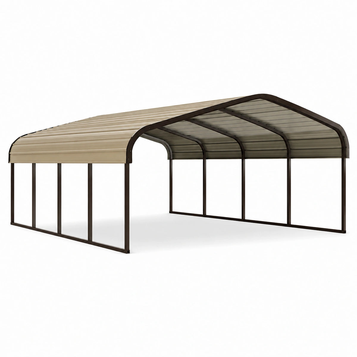 Abri voiture 500 x 300 x 240 cm en acier et polycarbonate marron - toiture arquée pour extérieur