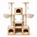 Arbre à chat 120 x 60 x 180 cm en bois beige avec poteaux en sisal et niches