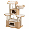 Arbre à chat 100 x 60 x 160 cm en panneaux effet bois beige avec griffoirs et niches