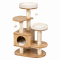 Arbre à chat 60 x 50 x 140 cm en bois beige avec poteaux en sisal et niches de repos