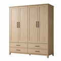 Armoire de rangement 200 x 60 x 210 cm effet chêne à 4 portes et 4 tiroirs style contemporain