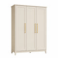 Armoire 3 portes 150 x 60 x 200 cm en bois crème rangement chambre style classique