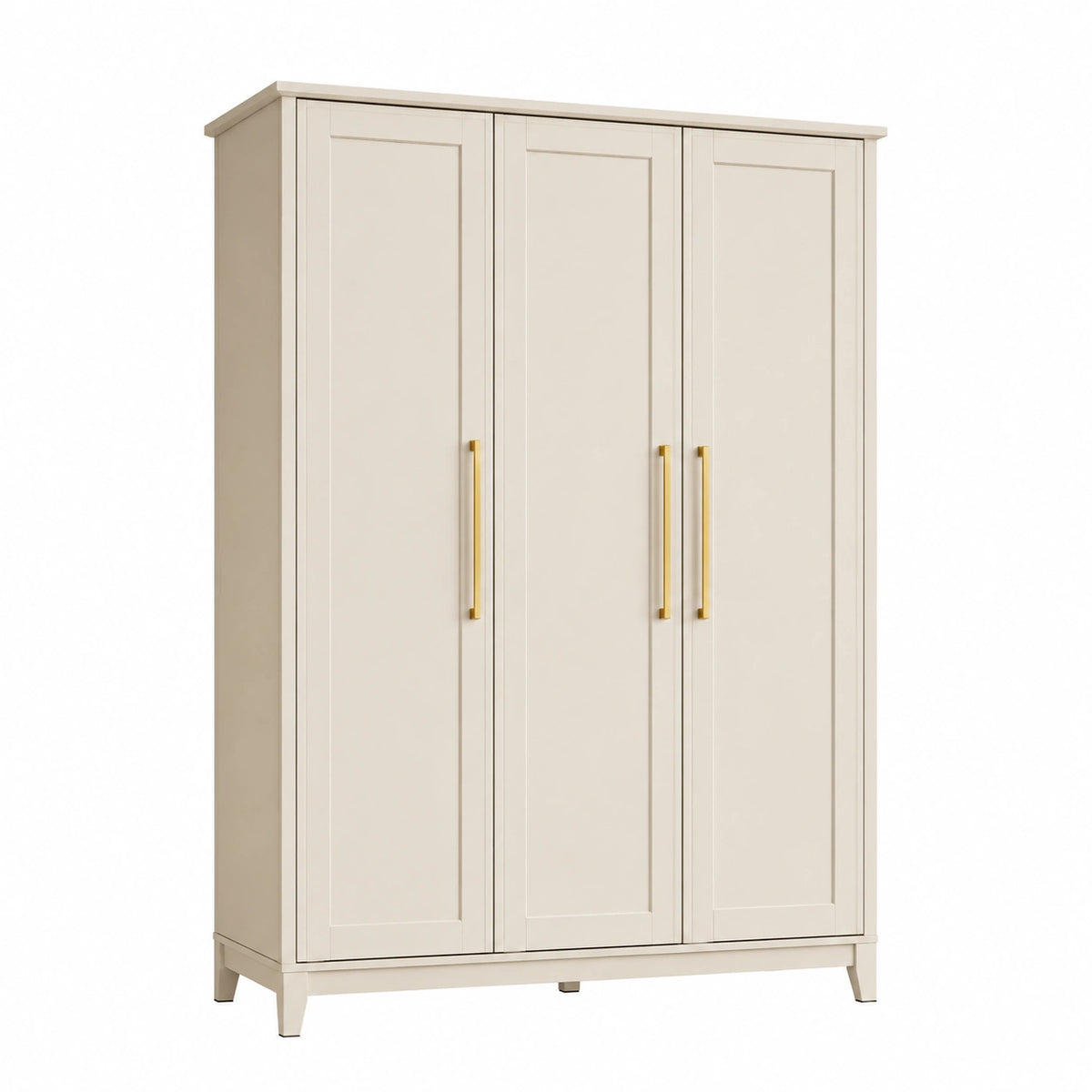 Armoire 3 portes 150 x 60 x 200 cm en bois crème rangement chambre style classique