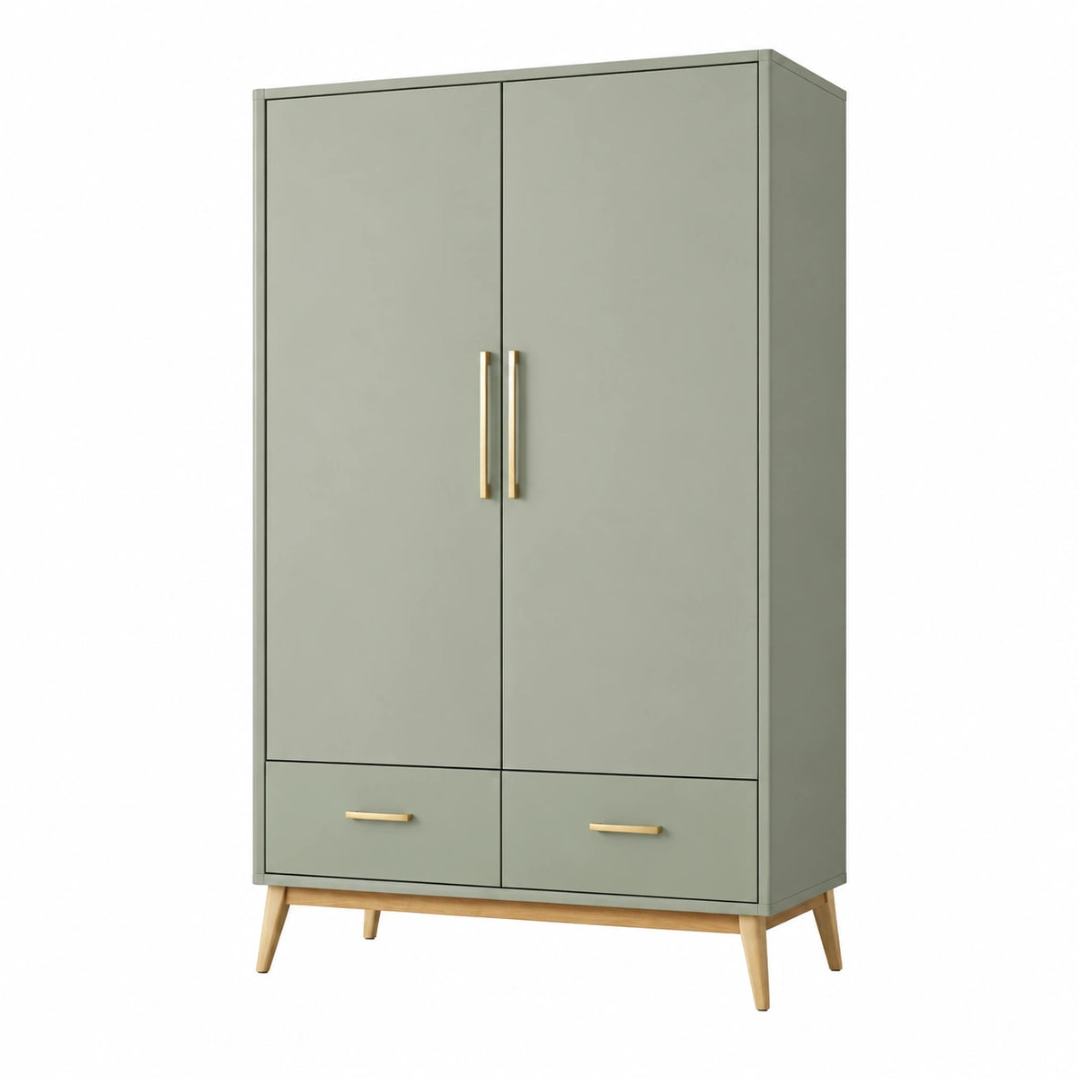 Armoire de rangement 100 x 50 x 190 cm en panneaux de bois vert sauge avec tiroirs style scandinave