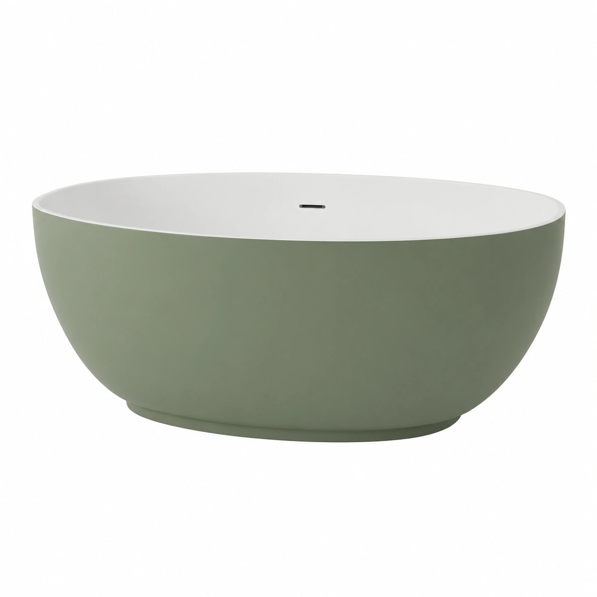 Baignoire îlot ovale 160 cm en acrylique vert sauge style contemporain