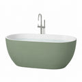 Baignoire îlot ovale 170 cm en acrylique vert sauge et blanc style contemporain