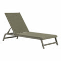 Transat de jardin 195 x 65 x 90 cm en métal et toile taupe à dossier réglable