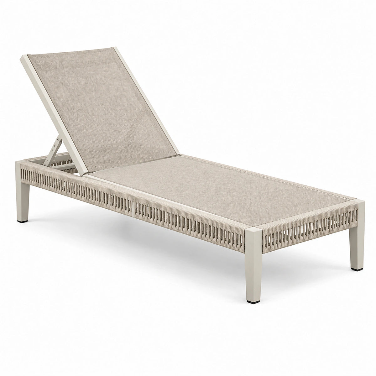 Bain de soleil 200 x 75 cm en métal beige avec dossier réglable pour extérieur