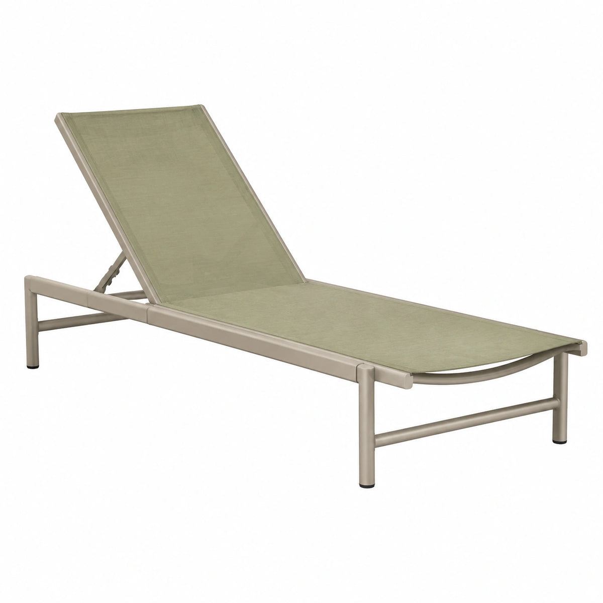 Bain de soleil 195 x 65 cm en aluminium taupe et textilène vert sauge pour extérieur dossier réglable